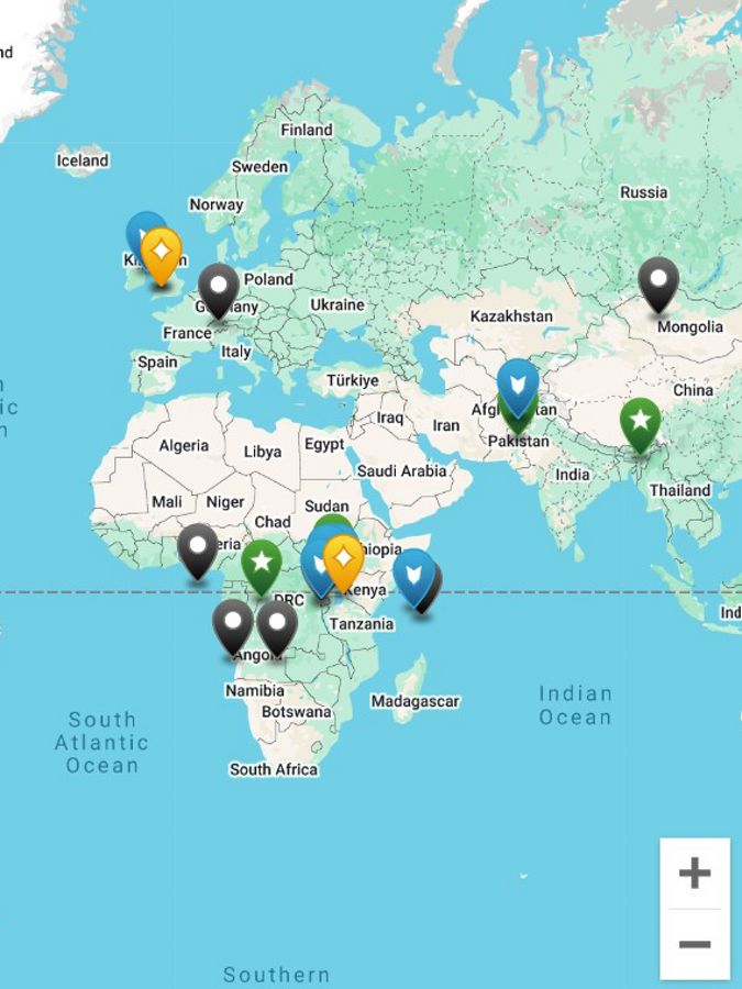 A map showing TNC's priorities around the globe.
